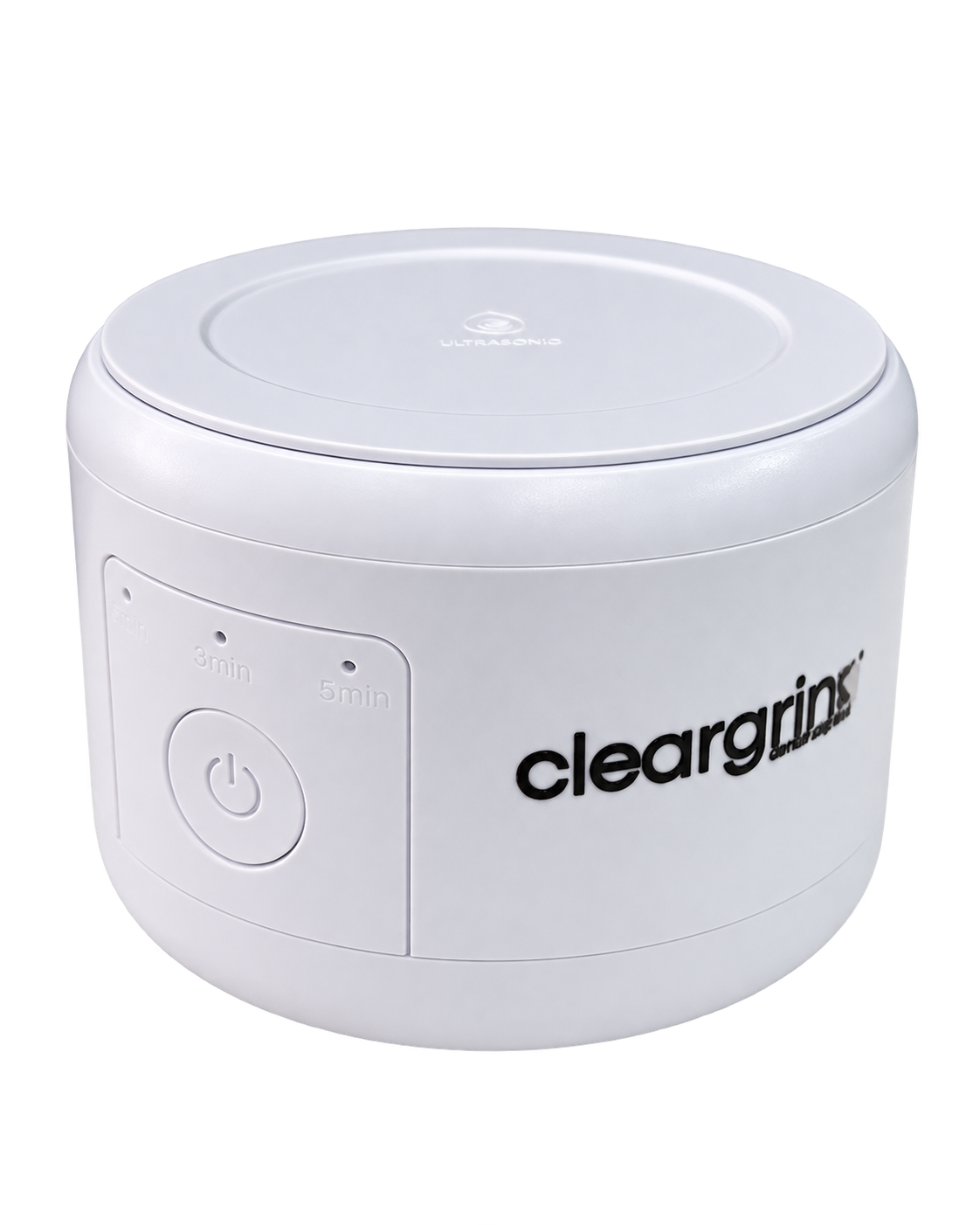 Limpiador ultrasónico blanco con la marca Cleargrin
